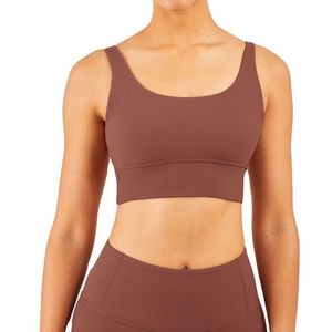 Aeolia Studio Brown Seamless Ribbed Yoga Sports Bra BRAND NEW WITH TAGS